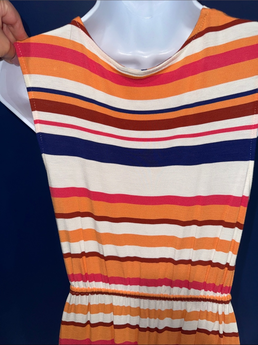 Merona- Orange & Navy Striped Sleeveless Dress Size Small - Picture 13 of 15